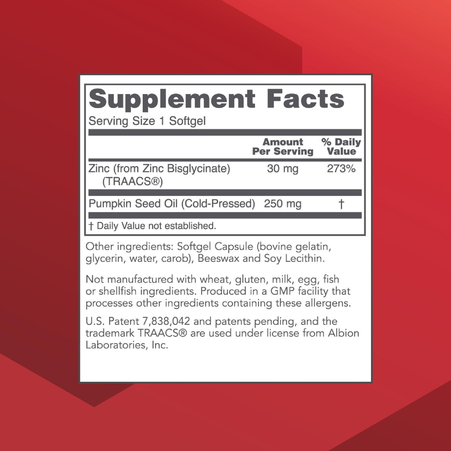Protocol Zinc Glycinate 30mg - with Albion Traacs Zinc - Zinc Glycinate Supplement - Immune System Support* - Keto Friendly & Dairy Free - 120 Softgels