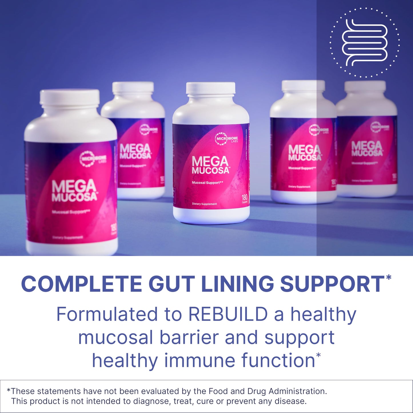 Microbiome Laps MegaMucosa - Amino Acids Supplement with Dairy-Free Immunoglobulins - Gut Health + Immune Support for Women & Men - For Complete Mucosal Support (180 Capsules)