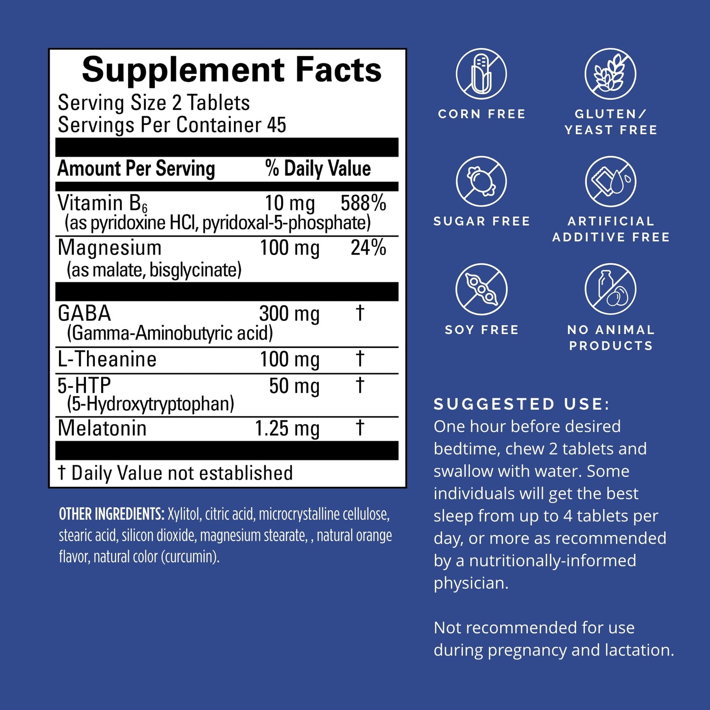 BRAINMD Put Me to Sleep Naturally - 90 Chewable Tablets - with Melatonin, L-Theanine, Magnesium, GABA, Vitamin B6 & 5-HTP - Gluten Free - 45 Servings