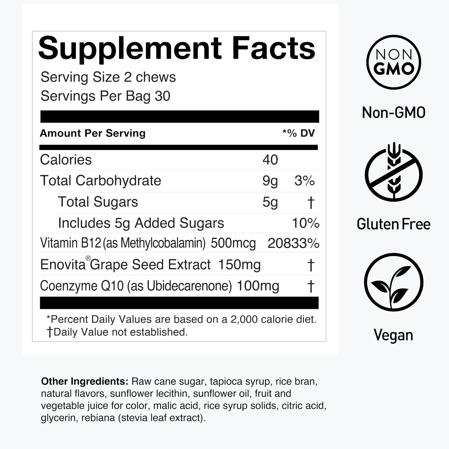 humanN SuperGrapes Chews Supplement – with 100mg CoQ10 and Grape Seed Extract – from The Makers of SuperBeets - Grape Flavor Chew, 60 Count