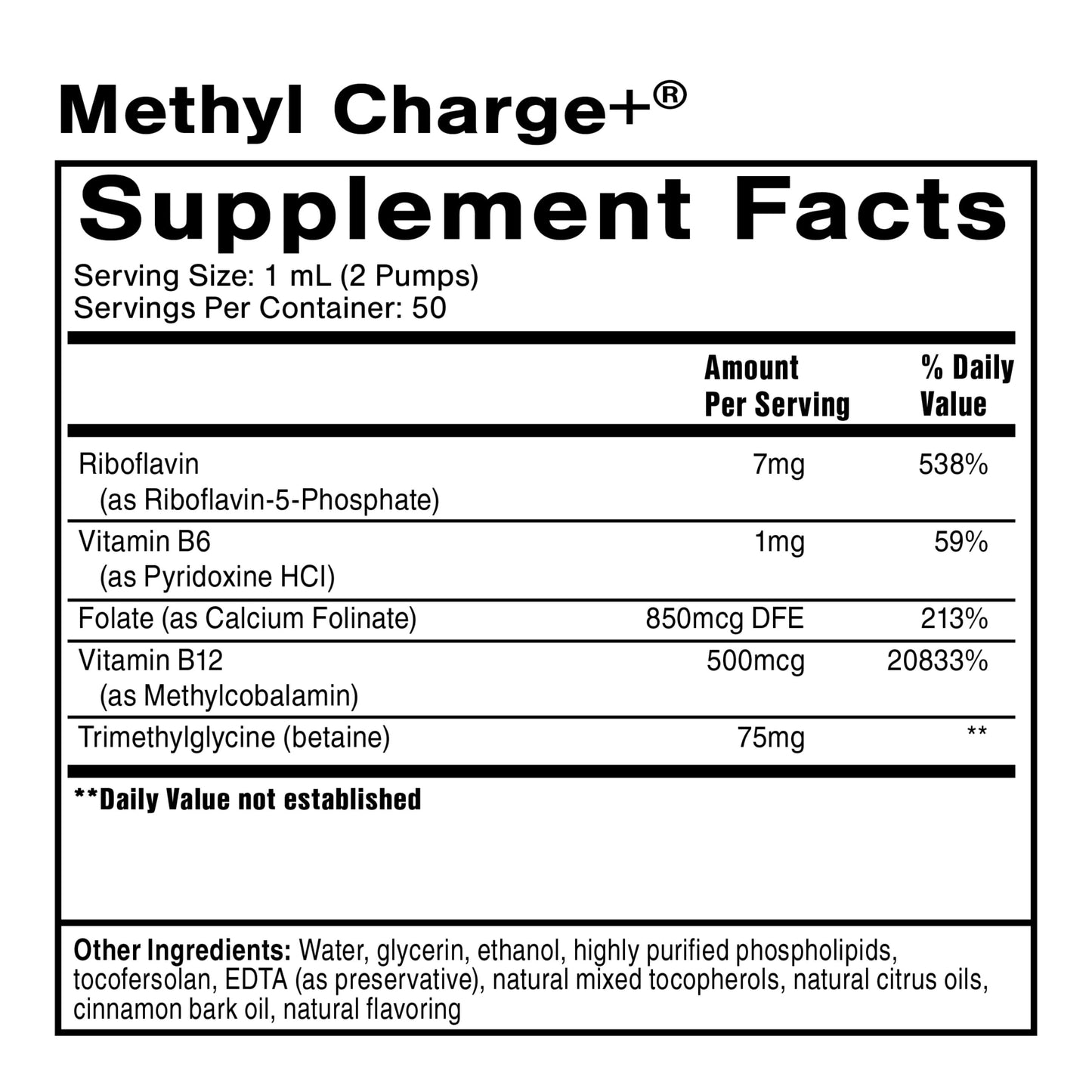 Quicksilver Scientific Methyl Charge - Methylation, Liver, Detox + Energy Supplement - Folate, Vitamin B12, Riboflavin, Vitamin B6 + TMG Supplement with Superior Absorption - Vegan B Vitamins (50ml)