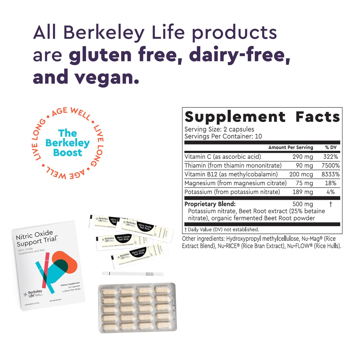 Berkeley Life Professional - Nitric Oxide Booster & Test Strips - 20 Day Capsules and 4 Test Strips - Trial Pack