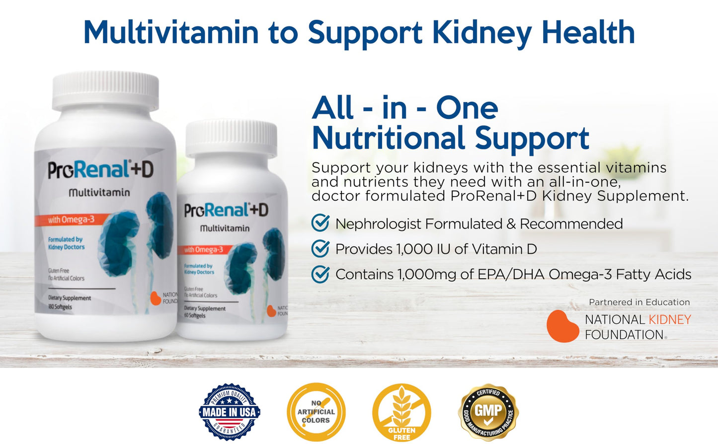 ProRenal+D with Omega-3 Fish Oil Kidney Multivitamin 30-Day Supply
