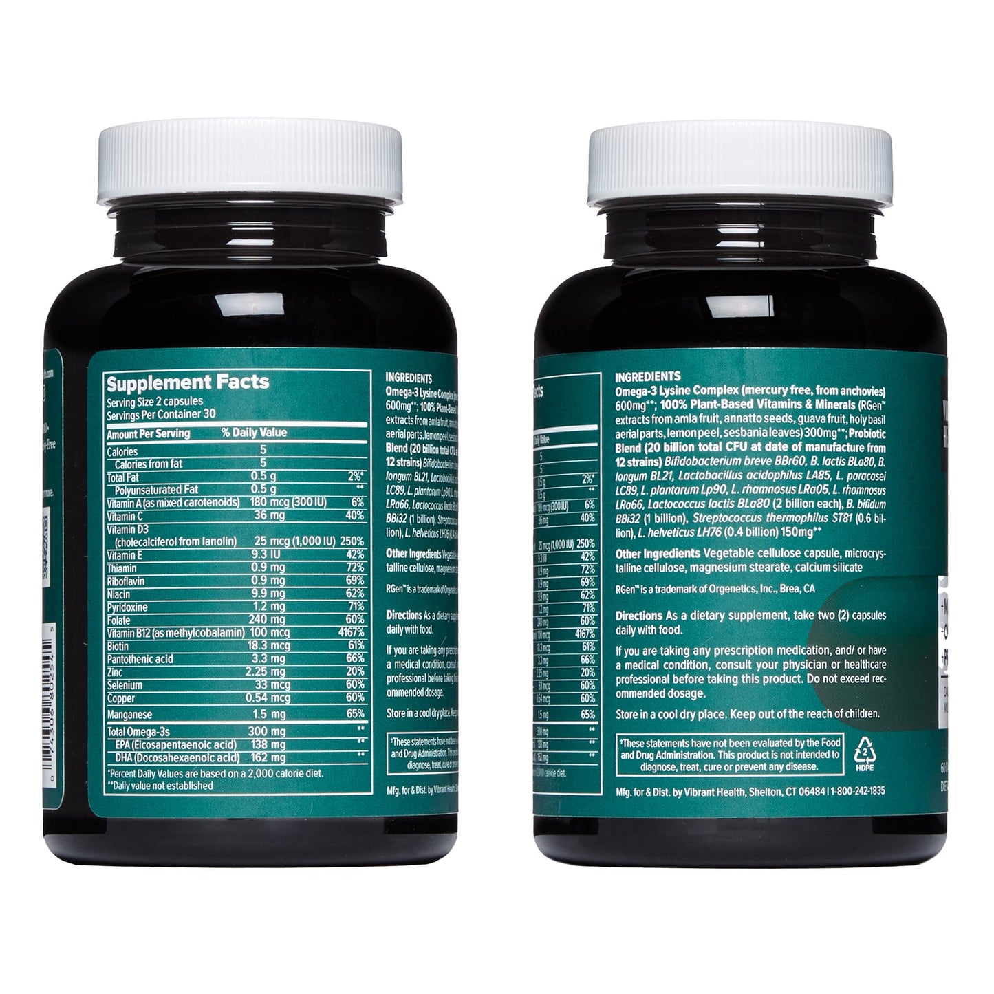 Vibrant Health, Trilogy, Probiotic Multivitamin with an Essential Blend of Omega-3, Vitamin A, B12, C, D3, E, Selenium, Magnesium & Zinc, 30 Servings
