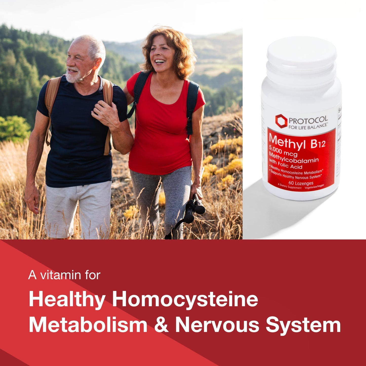 Protocol Methyl B12 5,000mcg - Vitamin B12 for Homocysteine Metabolism* - Supports Brain Health & Healthy Nervous System* - Kosher, Halal & Vegan - 60 Lozenges
