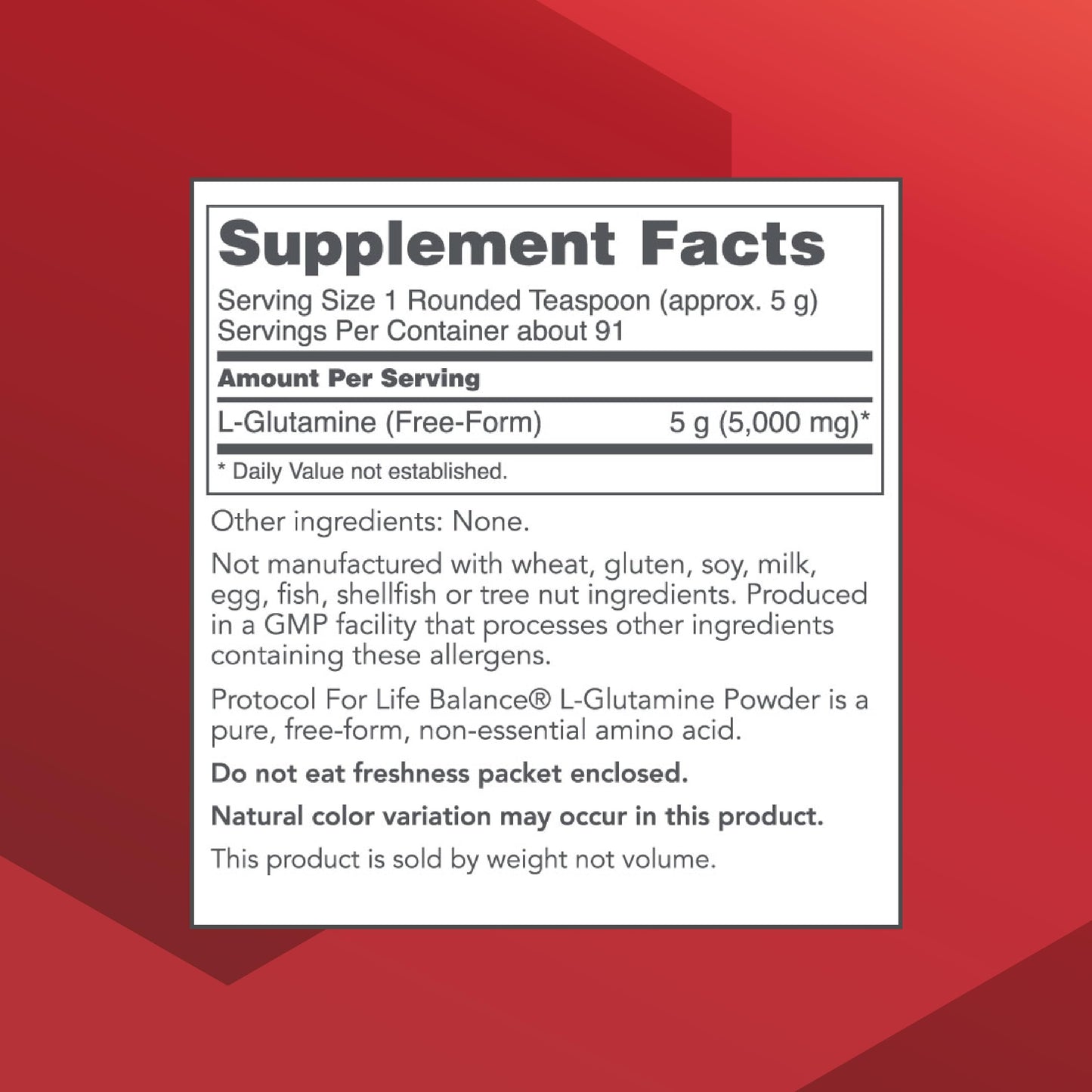 PROTOCOL FOR LIFE BALANCE L-Glutamine - Pure Powder - Muscle Tissue, Gut Health and Immune Support - 1 Pound