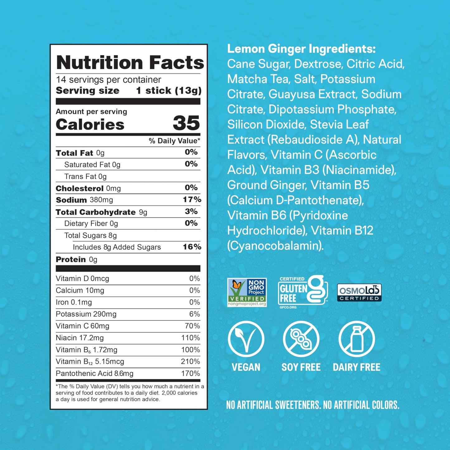 Liquid I.V.® Hydration Multiplier +Energy - Lemon Ginger | Electrolyte Powder Drink Mix | 1 Pack (14 Servings)
