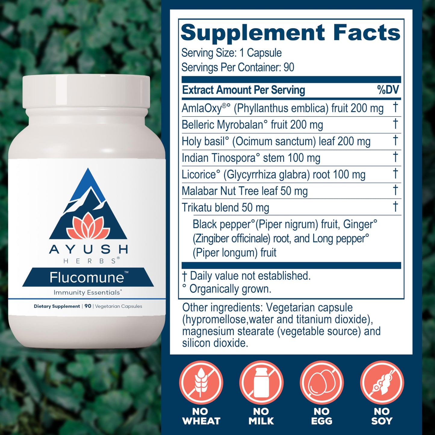 Ayush Herbs Flucomune - Immune Support Supplement, Sinus Support for Women & Men, Herbal Lung & Respiratory Balance for Adults - 90 Vegetarian Capsules (1 Count)