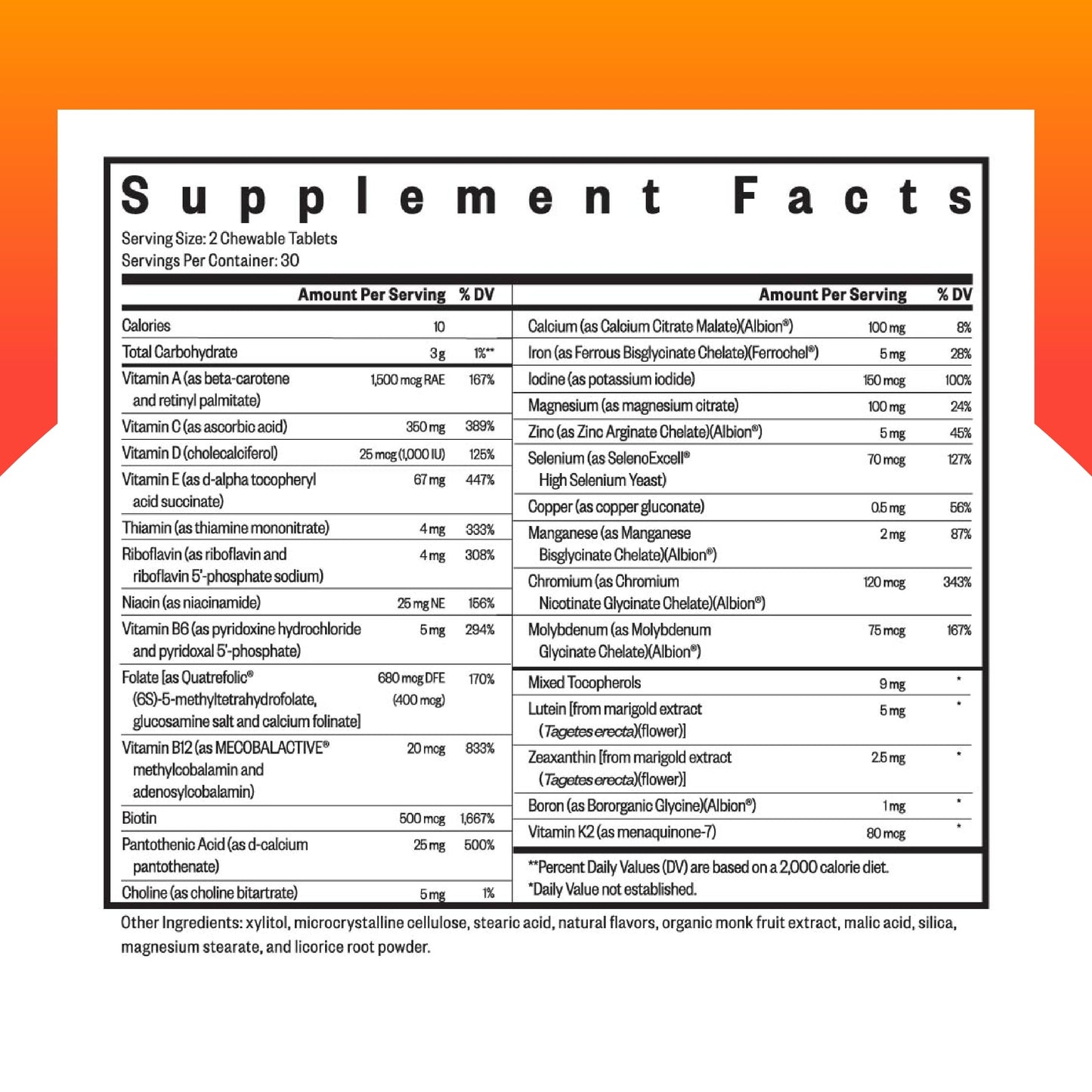 Seeking Health Optimal Multivitamin Chewable, Active B Vitamins with B12 and L-5-MTHF, Daily Vitamin for Men and Women, Wellness and Immune Support, Vegetarian (60 Tablets)*