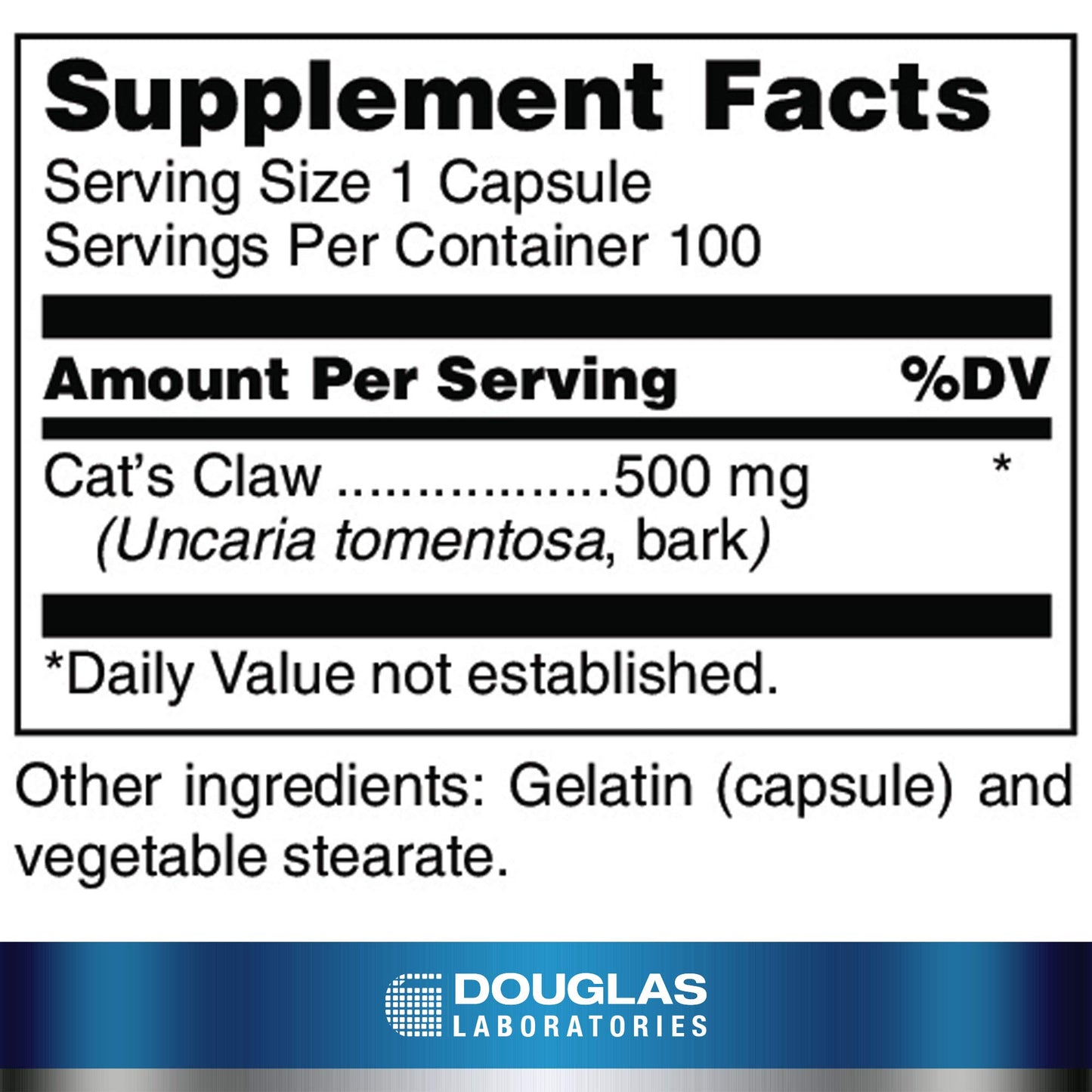 Douglas Laboratories Cat's Claw | Supports Immune Health and Physical Well being | 100 Capsules