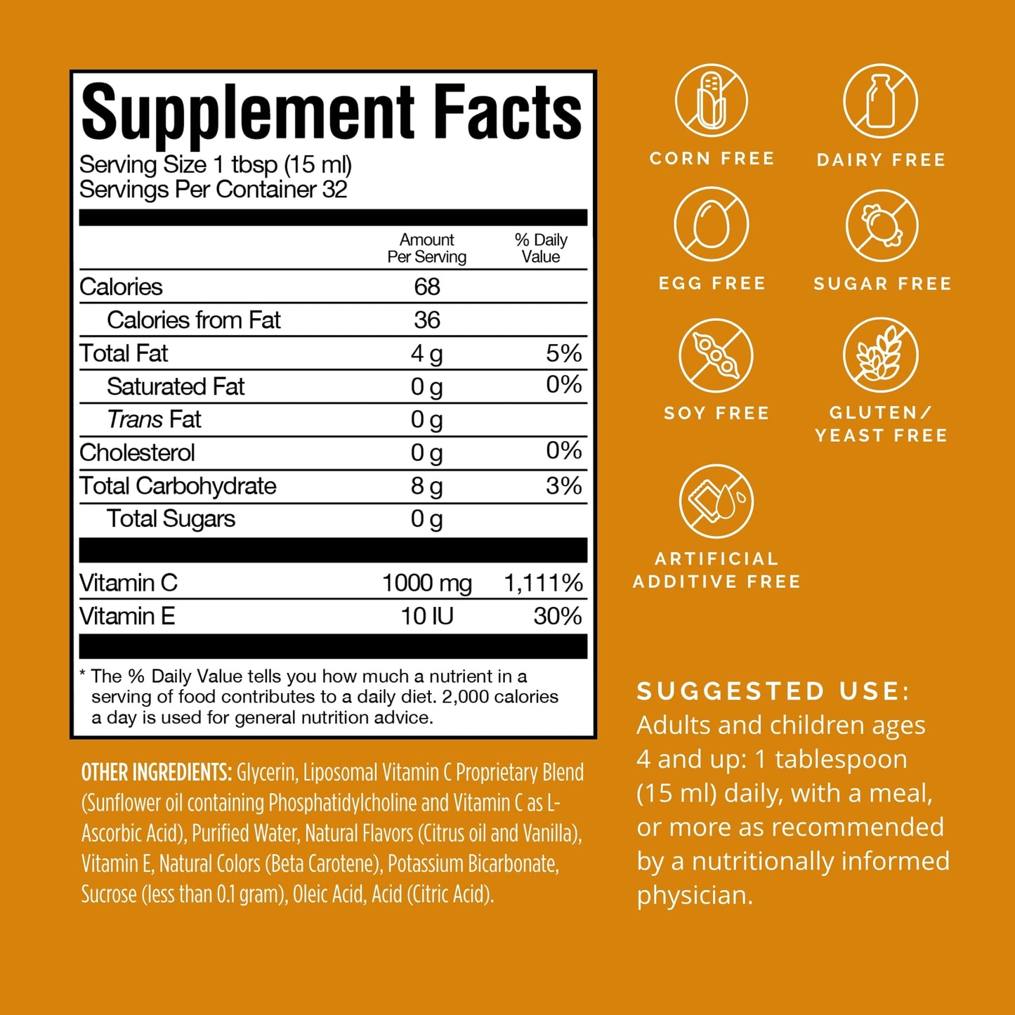 BRAINMD by Dr Amen Neuro-C, Citrus Vanilla - 16 fl oz - 1000 mg Liposomal Vitamin C - Advanced Brain & Immune Defense - Gluten Free - 32 Servings