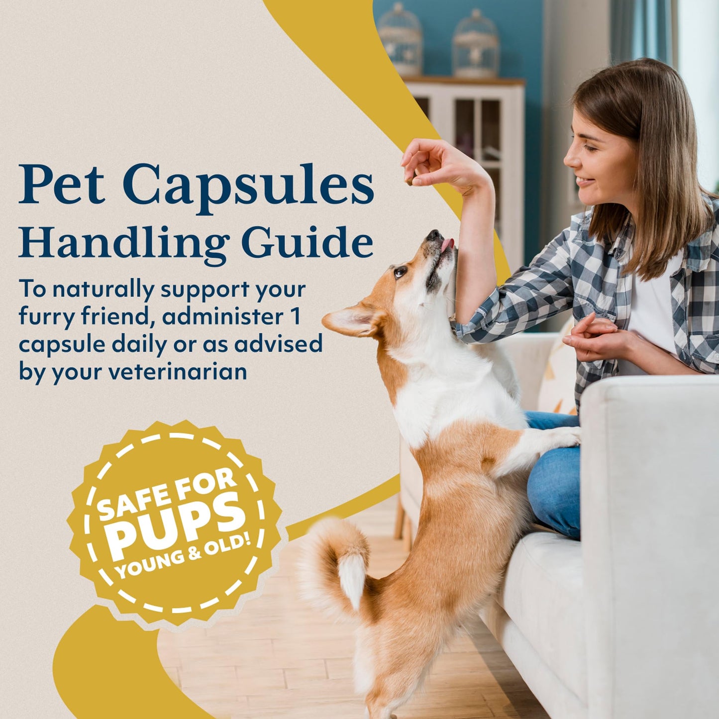 Ayush Pet Stress Support, Ashwagandha Calming Aid for Pets, Promotes Energy and Vitality, 120 Capsules