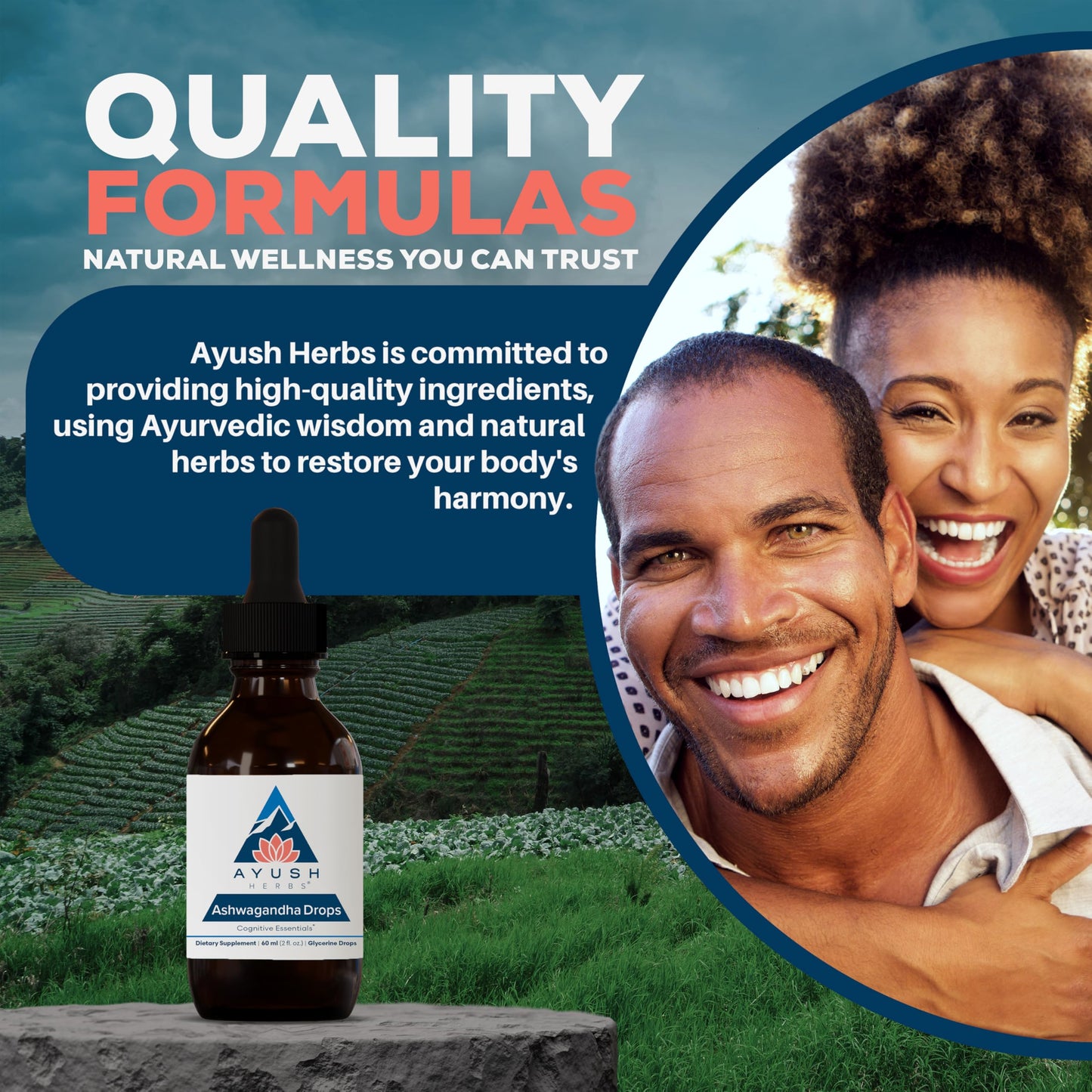 Ayush Herbs Ashwagandha Drops - Ashwagandha Alcohol-Free Drops for Adults, Calming Daily Supplement for Focus & Attention with Organic Ashwagandha, Lemon Flavor - 2 Fl Oz (80 Servings)
