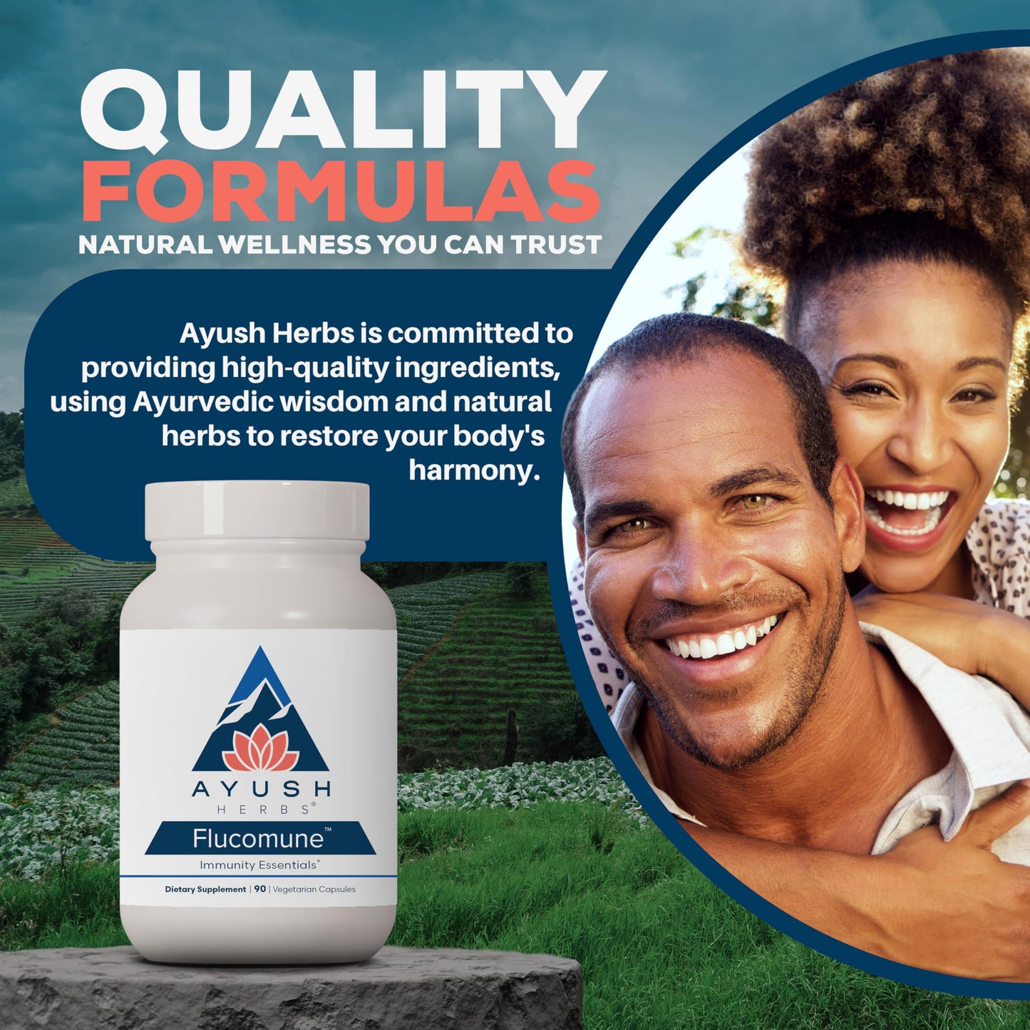 Ayush Herbs Flucomune - Immune Support Supplement, Sinus Support for Women & Men, Herbal Lung & Respiratory Balance for Adults - 90 Vegetarian Capsules (1 Count)