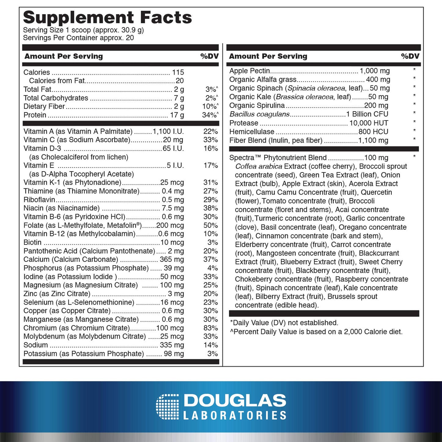 Douglas Laboratories Ultra Protein Green | Vanilla Plant-Based Protein Powder | 21.8 Ounces