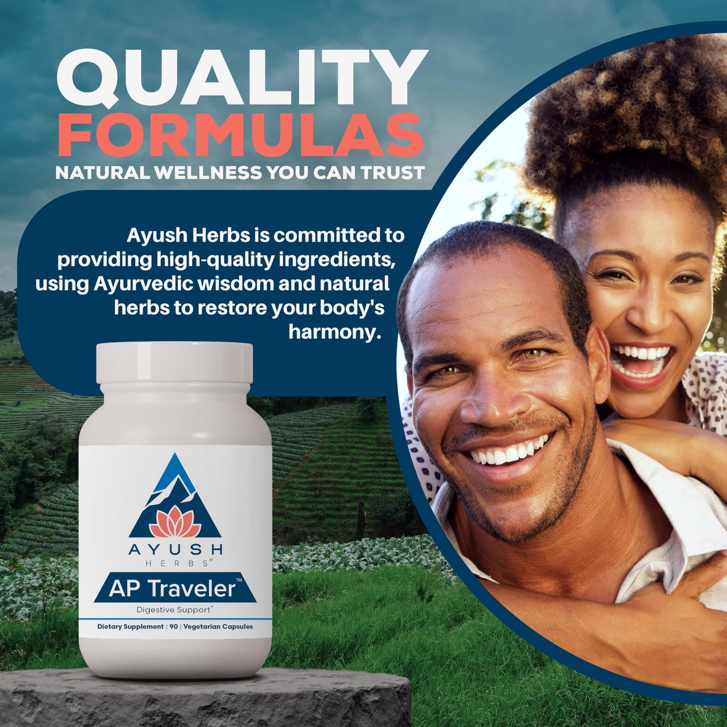Ayush Herbs AP Traveler Digestive Support - Holy Basil & Neem Supplement for Women & Men, Source of Antioxidants, Helps Digestion, Made with Organic Ingredients - 90 Vegetarian Capsules (1 Count)