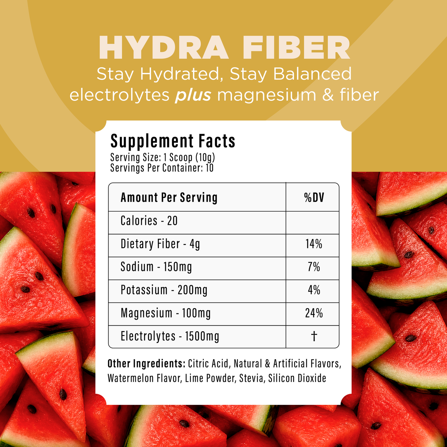 Thryven Hydra Fiber — Electrolyte + Fiber Hydration Powder with Magnesium, Sodium & Potassium* | Feel Hydrated | Electrolytes + Digestive Support | Watermelon Electro Splash | 10 Stick Packs