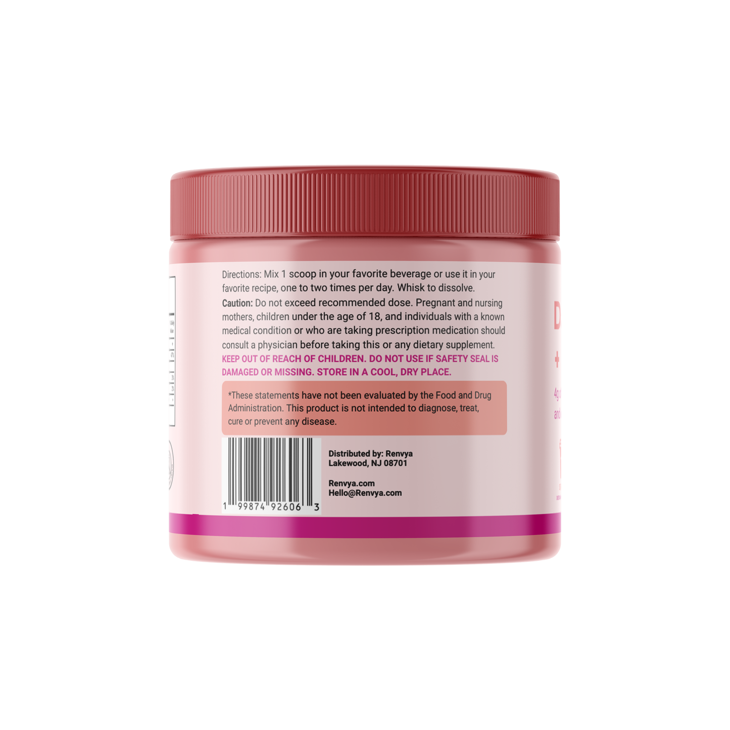 Renvya Poudre quotidienne de fibres + probiotiques – Mélange pour la santé digestive avec collagène, électrolytes et prébiotiques pour la santé intestinale, les ballonnements et la régularité