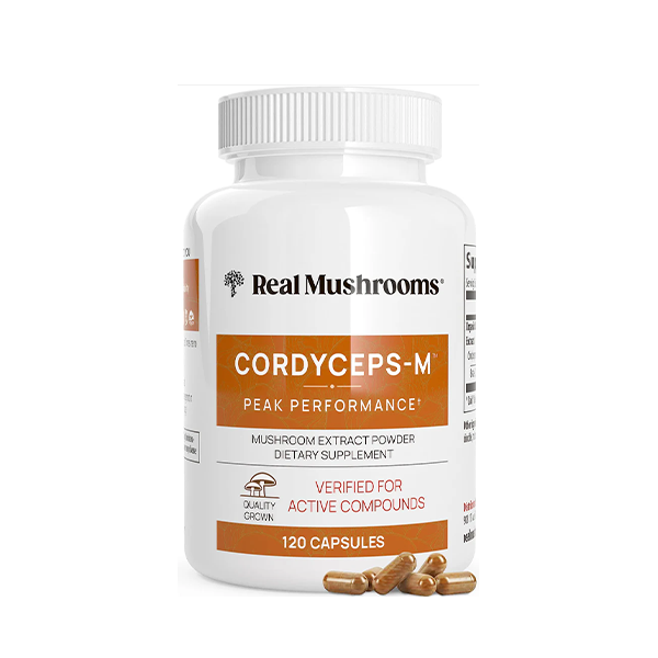 Real Mushrooms Cordyceps Capsules - Performance Mushroom Extract Supplement with Organic Militaris for Energy Immune Support Vegan Supplement, Non-GMO, 300 Caps
