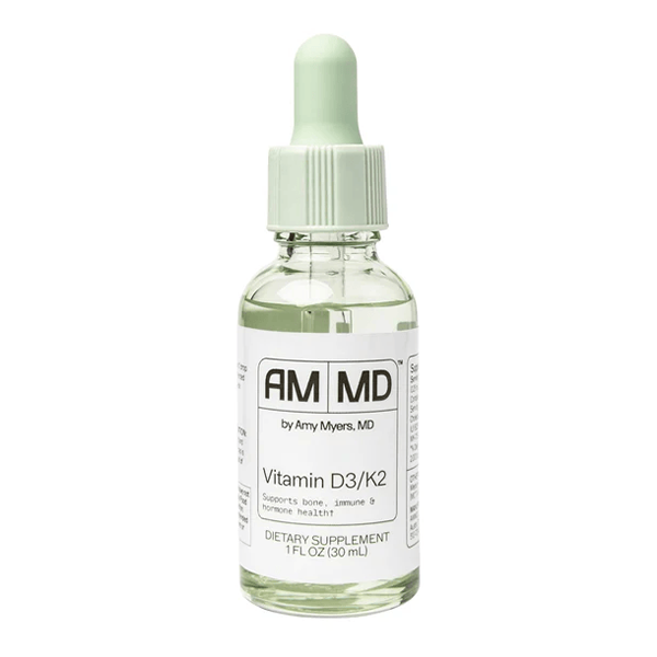 Dr. Amy Myers Vitamin D3 K2 Liquid Drops - 5 Drops Contain 5000 IU VIT D3, 50 MCG Vitamin K2 MK-7 - Support Immune System Function, Energy Level, Healthy Bones - Non-GMO, Tasteless, 1 OZ Liquid
