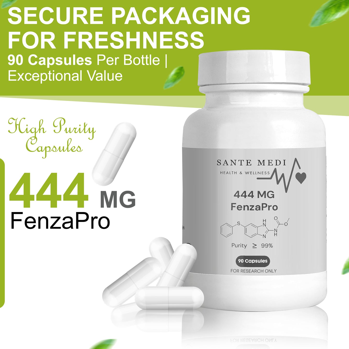 FenzaPro 444 mg - >99% - 90 Caps- 3rd Party Tested