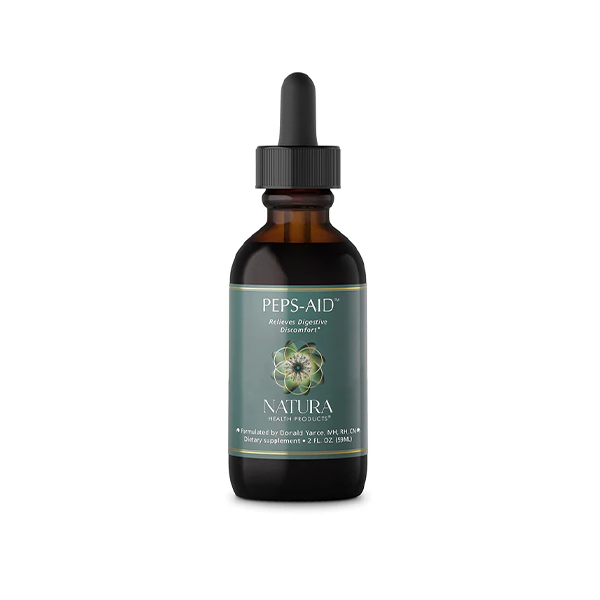 Natura Health Products, Peps-Aid Supplement - Soothes Digestive Discomfort & Neutralizes Excess Stomach Acidity - Featuring Turkey Rhubarb, Cinnamon, German Chamomile, Lemon Balm (2 Fl Oz.)
