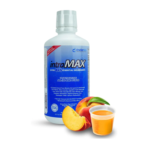 DRUCKER Labs - IntraMAX 2.0 Organic Liquid Multivitamin, Non GMO, Dairy Free, Gluten Free, Magnesium, Vitamin D, C and E, Zinc (32 oz., Peach Mango)