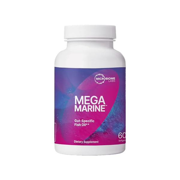 Microbiome Labs MegaMarine Omega 3 Fish Oil Supplements - Gut-Specific EPA DHA Omega 3 Supplement with DPA for Gut Health - Support Immune & Gut Barrier Function (60 Softgels)