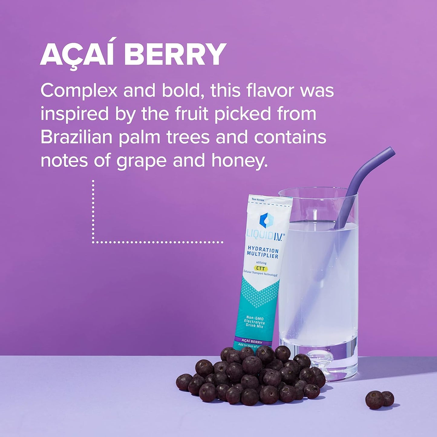 Liquid I.V. Hydration Multiplier - Acai Berry - Hydration Powder Packets, Electrolyte Drink Mix - 8 Sticks
