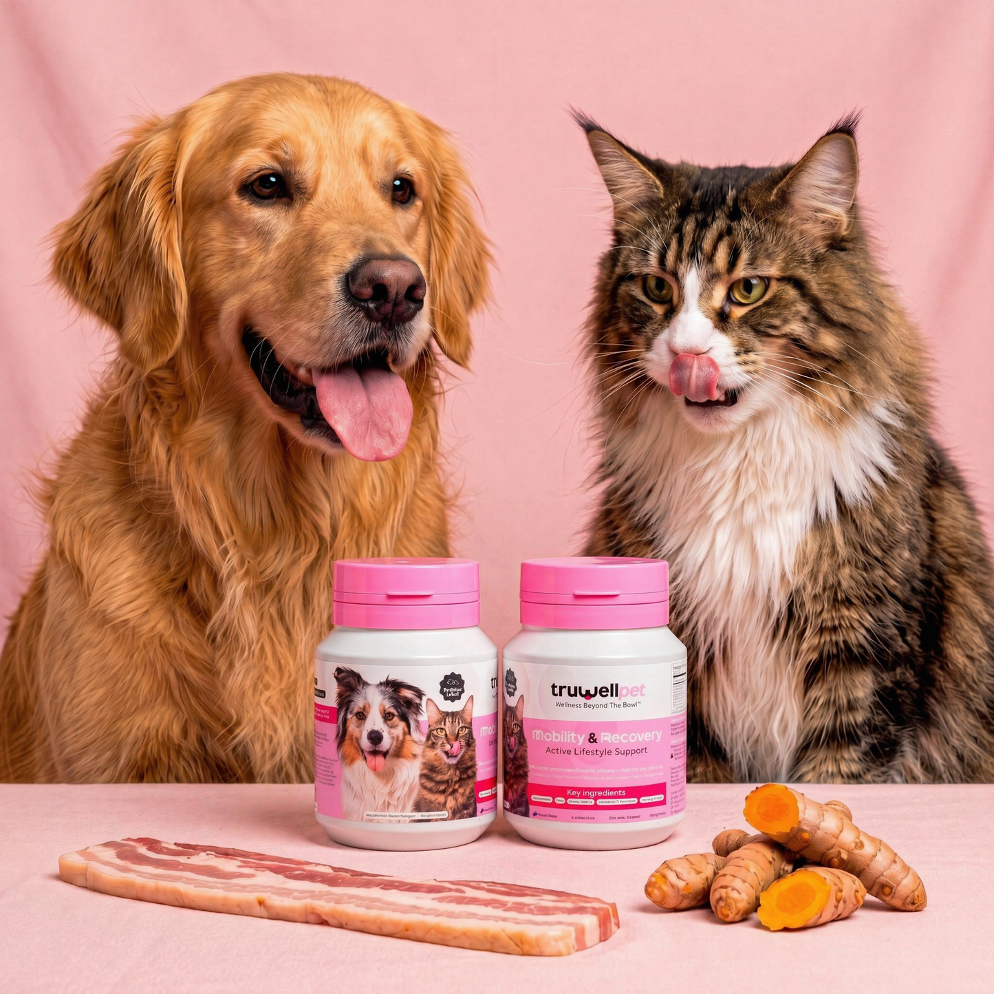 TruWell Pet Mobility & Recovery Soft Chews for Dogs & Cats — Joint Support with Glucosamine, MSM, Turmeric, Boswellia & Green Lipped Mussel — Bacon Flavor, 60 Chews