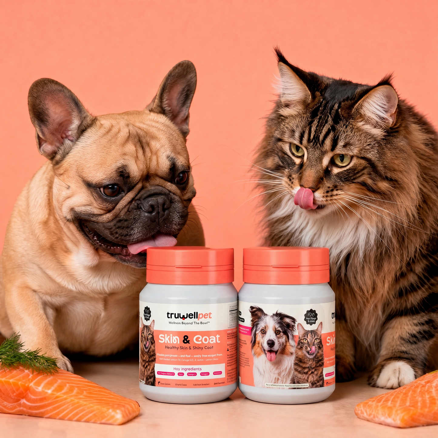 TruWell Pet Skin & Coat Soft Chews for Dogs & Cats — Healthy Skin & Shiny Coat with Wild Alaskan Salmon Oil, Omega-3 & -6 and Biotin — Salmon Flavor, 60 Chews