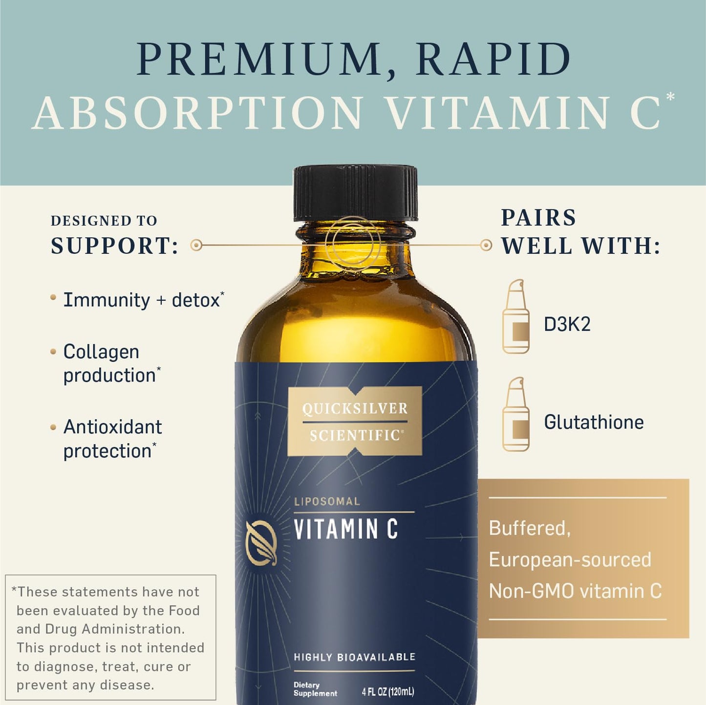 Quicksilver Scientific Liposomal Vitamin C - 1000mg Buffered Liquid - (4oz / 120ml)