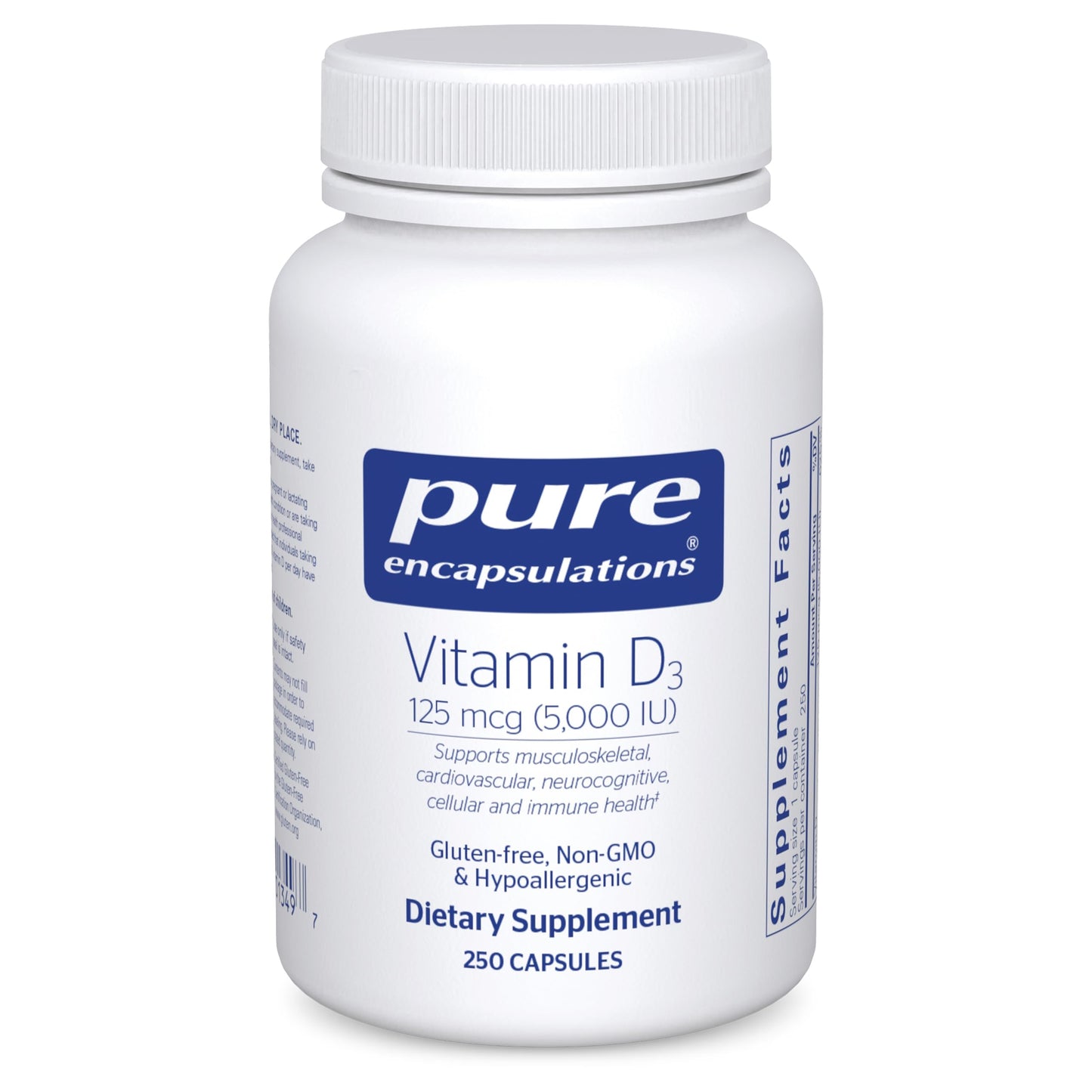 Pure Encapsulations Vitamin D3 125 mcg (5,000 IU) - 250 Capsules