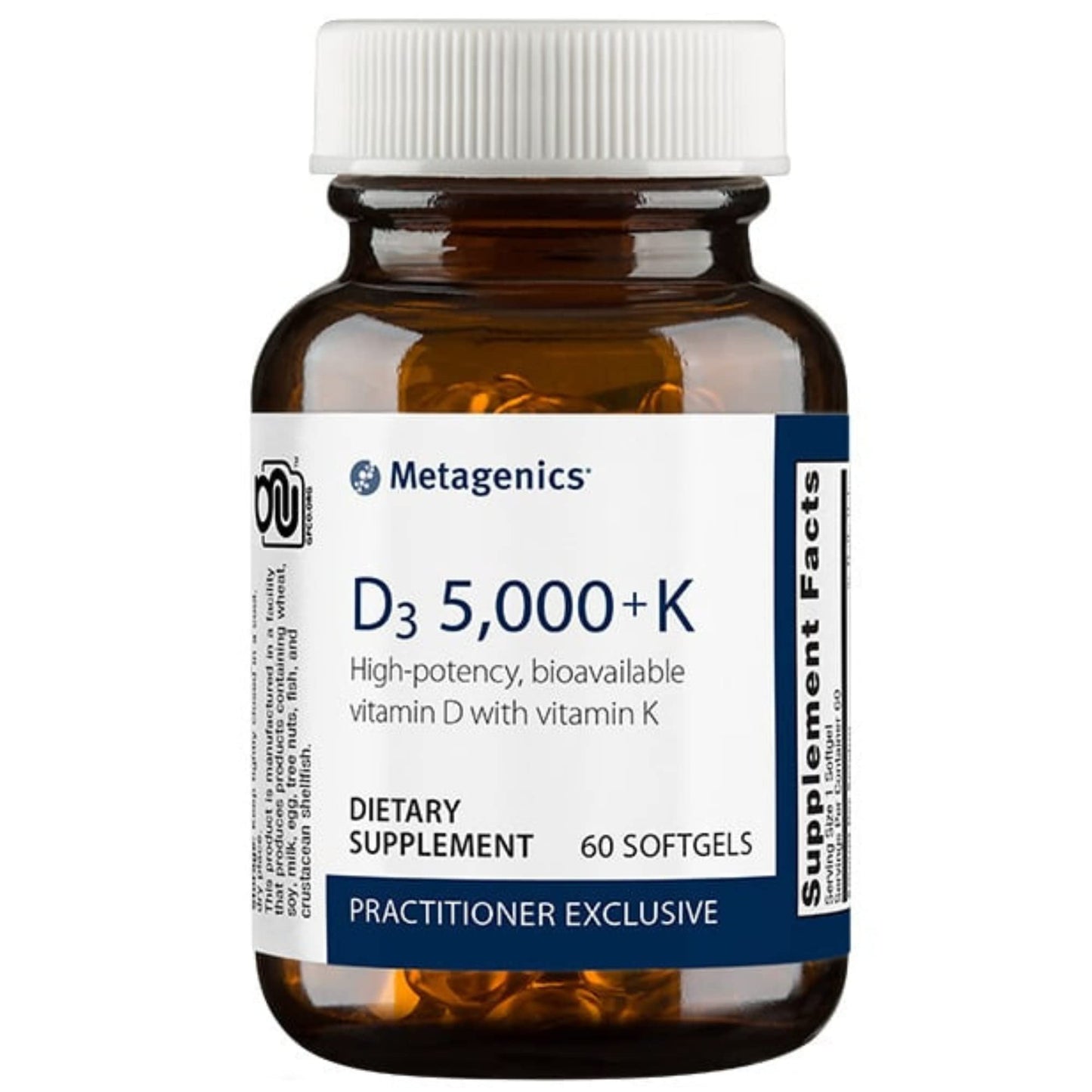 Metagenics - D3 5000 + K, Vitamin D and Vitamin K - 60 Softgels