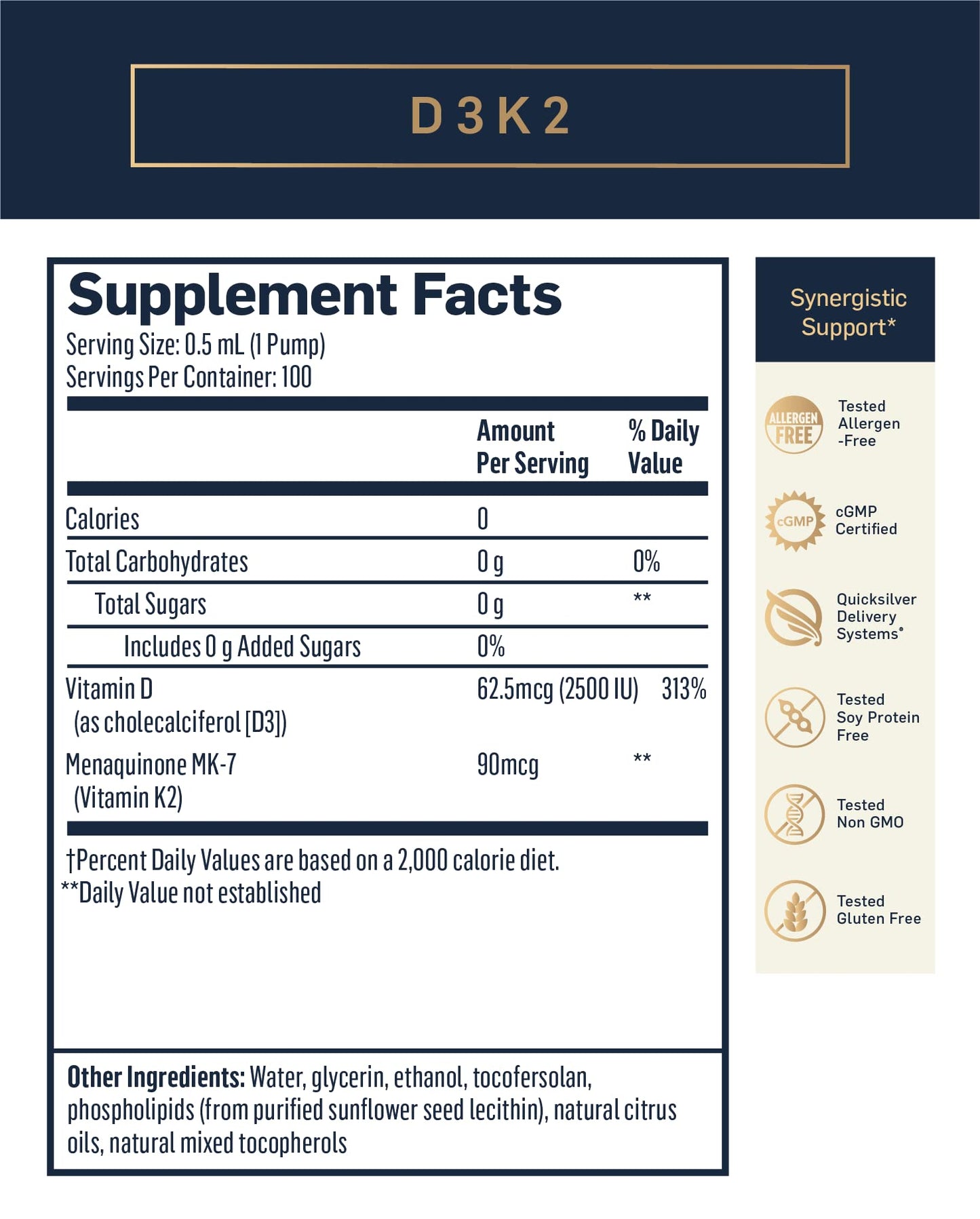 Quicksilver Scientific Nanoemulsified D3K2 - 50 ML