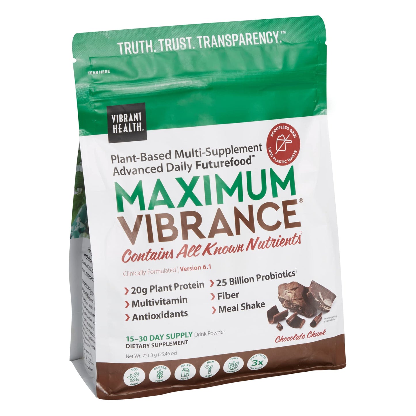 Vibrant Health, Maximum Vibrance, Complete Vegan Meal Shake with Plant-Based Protein