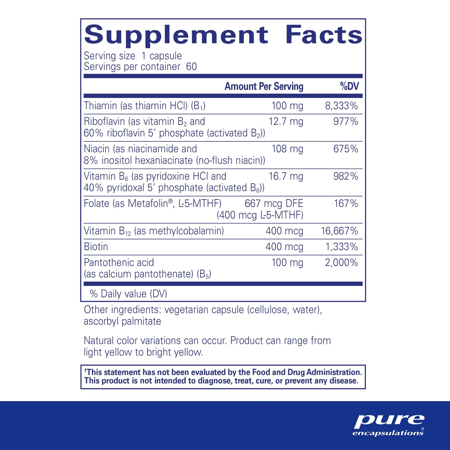 Pure Encapsulations B-Complex Plus - 60 Count