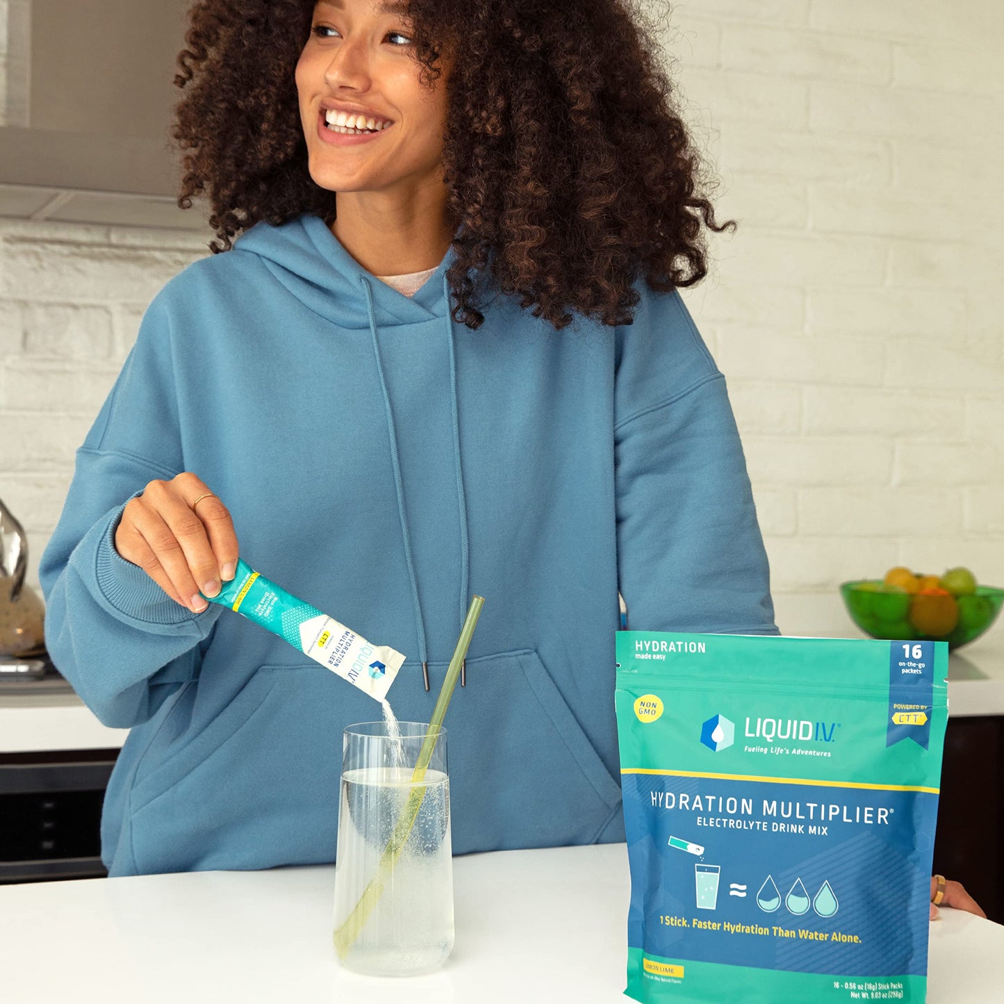 Liquid I.V. - Hydration Multiplier Hydration Powder - Lemon Lime 16 Single-Serving Sticks