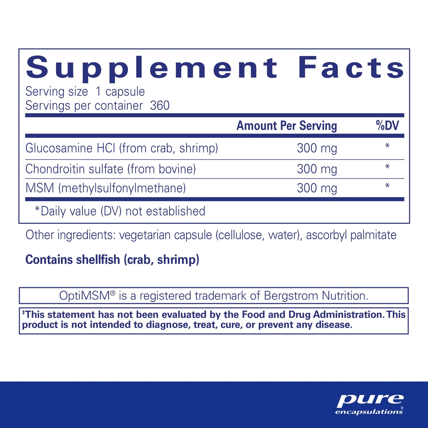 Pure Encapsulations Glucosamine Chondroitin with MSM - 120 Capsules