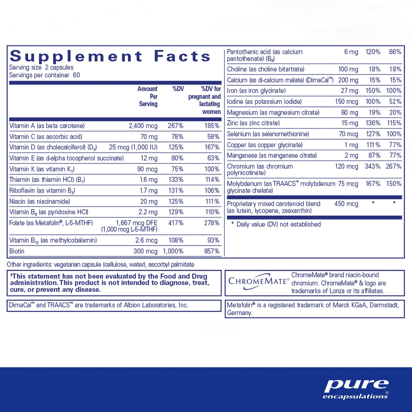 Pure Encapsulations PreNatal Nutrients - 120 Capsules