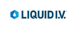 Blue water droplet logo next to text saying LIQUID I.V. on a white background.
