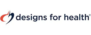 Designs for Health logo with stylized heart and text on white background