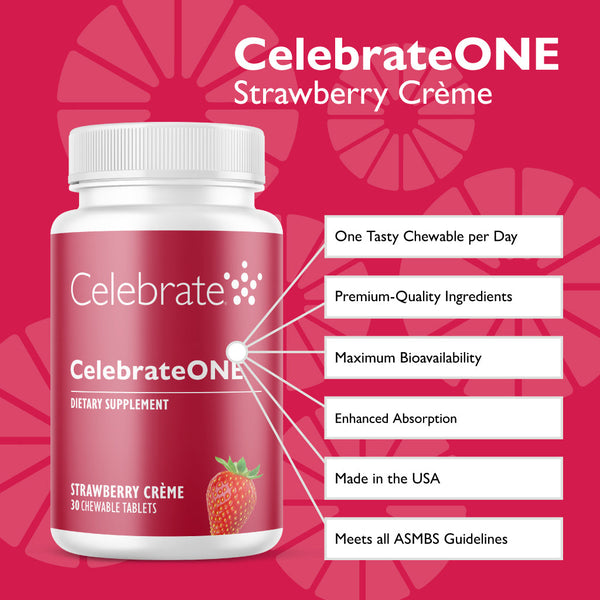 CelebrateONE Bariatric One a Day Multivitamin Chewable, Iron Free, Strawberry Creme
