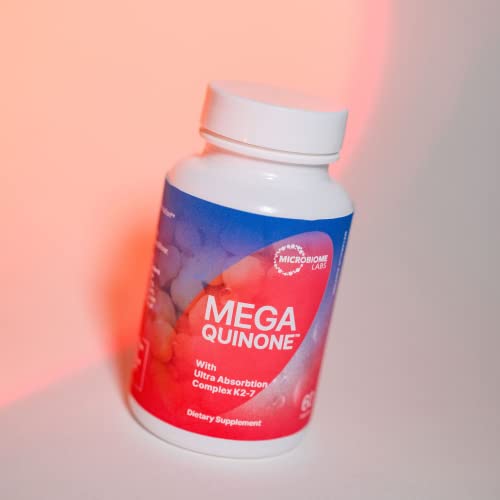 Microbiome Labs MegaQuinone - Vitamin K Supplement with Vitamin K2 MK7 + K1 - with Chelated Magnesium + Zinc for Improved Absorption (60 Capsules)