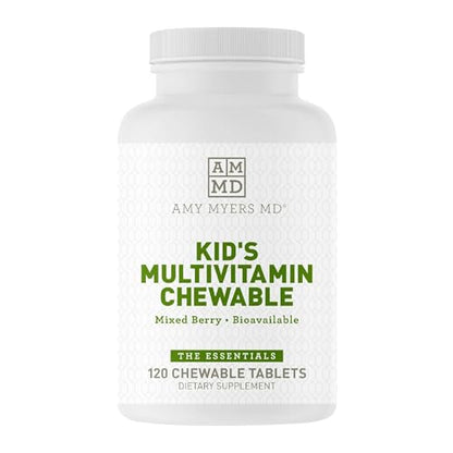 Amy Myers MD Kids Multivitamin Chewable for Optimal Health - Activated B Vitamins, Zinc, Selenium, Iodine + More - 23 Vitamins & Minerals, Gluten Free - Berry Flavor, 120 Tablets