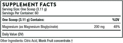 THORNE - Magnesium Bisglycinate - Powdered Magnesium Formula - Support Restful Sleep, Muscle Relaxation, Heart Health, and Metabolism* - NSF Certified for Sport - 60 Servings - 6.5 Oz Jar