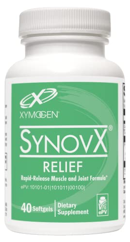 XYMOGEN SynovX Relief - Joint Support Supplement with Boswellia Serrata Extract + Turmeric - Muscle and Joint Relief Supplements - Vegan, Gluten Free and Non GMO (40 Softgels)