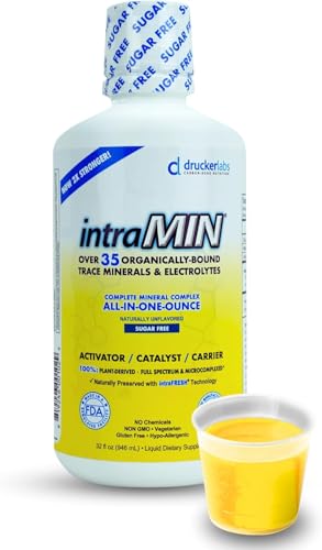 DRUCKER Labs - IntraMIN Organic Liquid Trace Minerals Supplement for Men, Women, Kids, Immune and Muscle Support, Non GMO, Gluten Free, Vegan, Electrolytes, Sugar Free (32 oz., Naturally Unflavored)