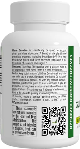 Gluten Guardian 3.0 - Enzyme Supplement with DPP-IV to Support Gluten Digestion – May Help Prevent Bloating, Gas, and Indigestion, 90 Capsules