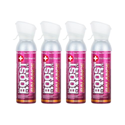 Boost Oxygen Medium Balance Pink Grapefruit Aroma 5 Liter Canister | All-Natural Resiratory Support for Aerobic Recovery, Altitude, Performance and Health (4 Pack)
